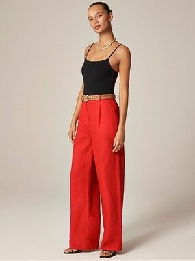 J Crew the Essential Wide Leg pant linen , sz : 4